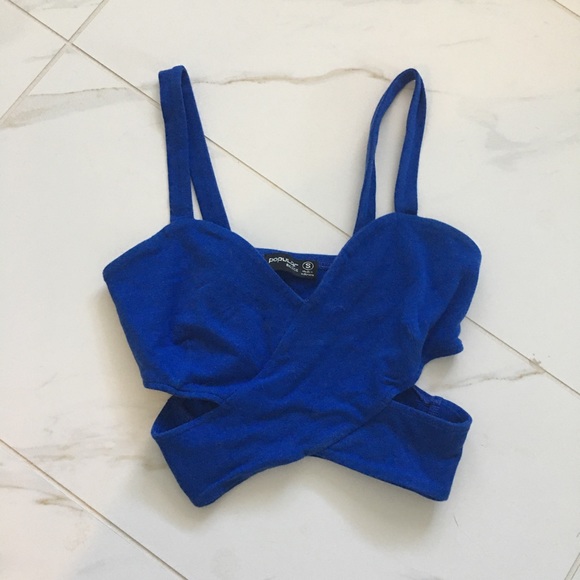 Tops - Blue Criss-Cross Crop Top 💙